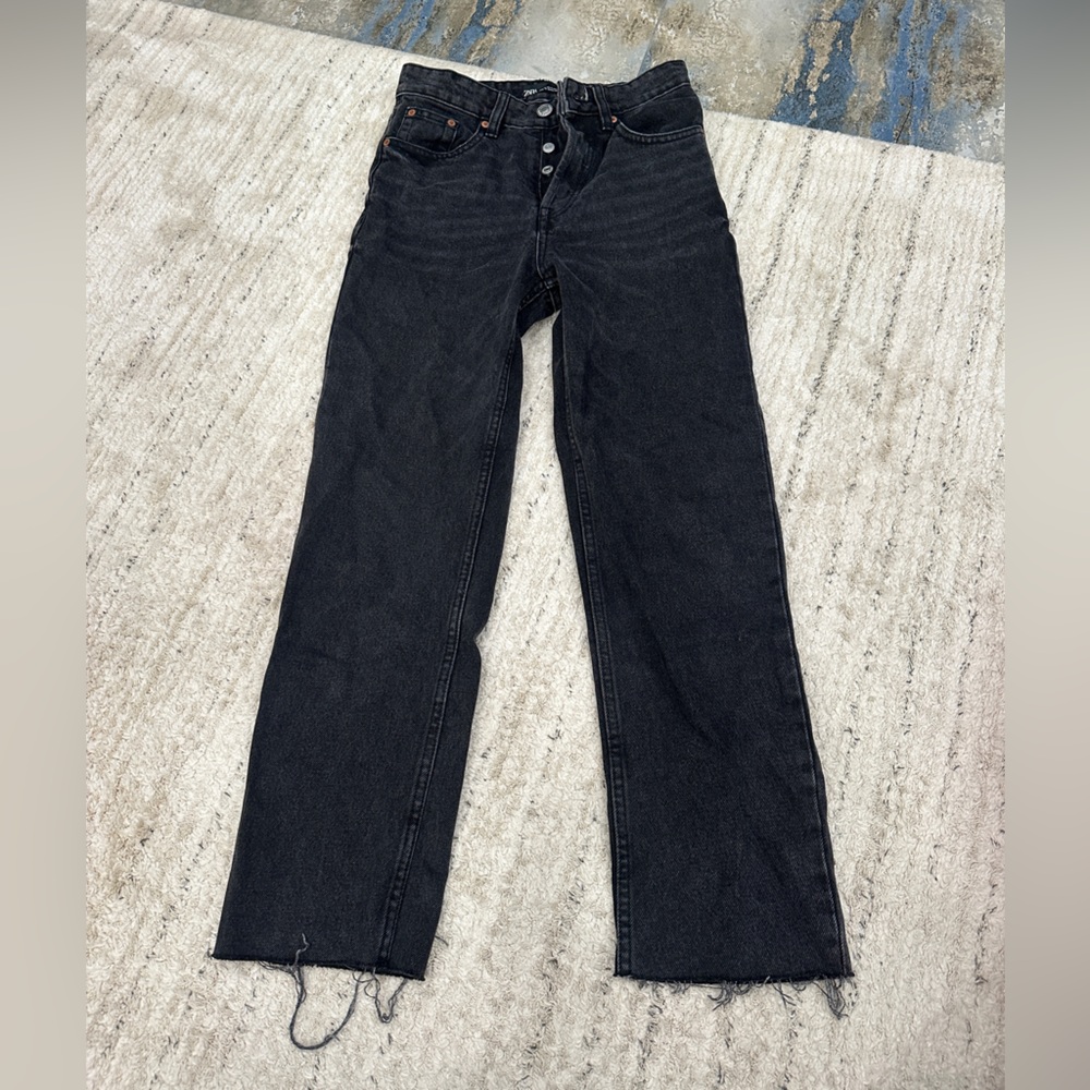 🚫SOLD🚫Zara Black High Waist Straight Leg Jeans - Picture 5 of 11